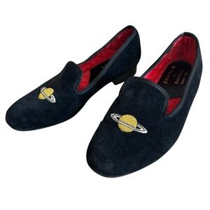SHIPTON & HENEAGE SATURN MOTIF EMBROIDERED STANDARD VELVET SMOKING SLIPPERS